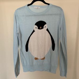 Forever 21 Blue Penguin Light Crew Neck Sweater
